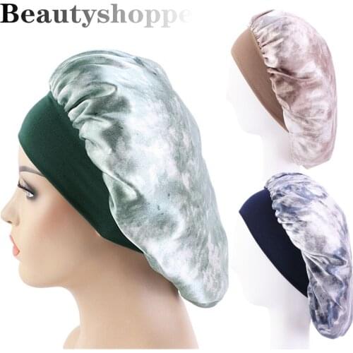 New Women Big Size Beauty print Satin Silk Bonnet Sleep Night Cap Head Cover Bonnet Hat for For Curly Springy Hair