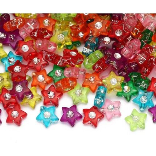 Colorful Mixed 100pcs Star Acrylic Beads 9mm Loose Spacer Beads For Jewelry Making DIY Necklace Bracelet Beaded Accessories