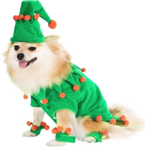Less Than 5kg Cat Dog Christmas Pet Costumes Set Cute Elf Cosplay Costume Clothes Hat With Leg Sleeves Pet Supplies