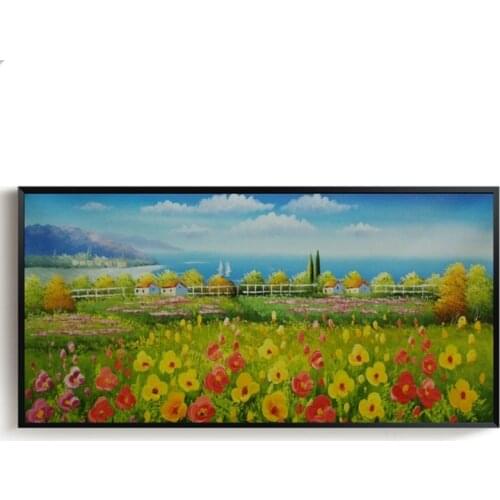 Hand painted Oil Painting Seascape Garden Modern Wall Art Picture for Living room Flower Canvas Paintings Abstract