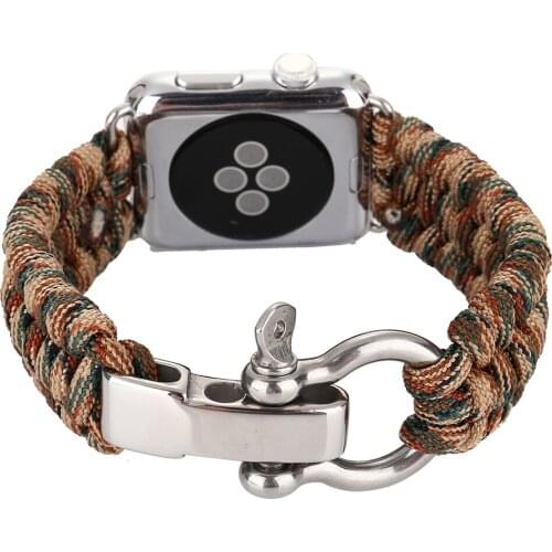 Clasp Sport Braided Band for Apple Watch 44mm 42mm 38mm 40mm Survival Outdoor Bracelet for Apple Series 6 5 4 3 SE Nylon Rope