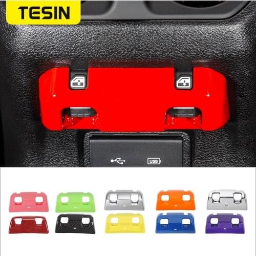 TESIN Car Rear Seat Armrest Box Window Switch Button Decoration Cover for Jeep Wrangler JL 2018+ for Jeep Gladiator JT 2018