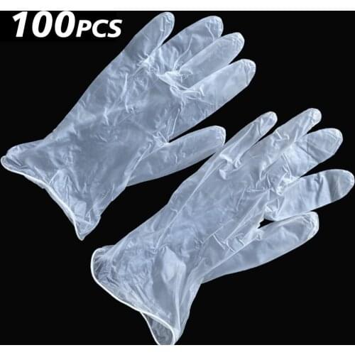 In stock! Vinyl Gloves 100 pcs / Box Disposable Powder-free Industrial Food Safety 3mm Translucent Pvc Gloves Nitrile Gloves