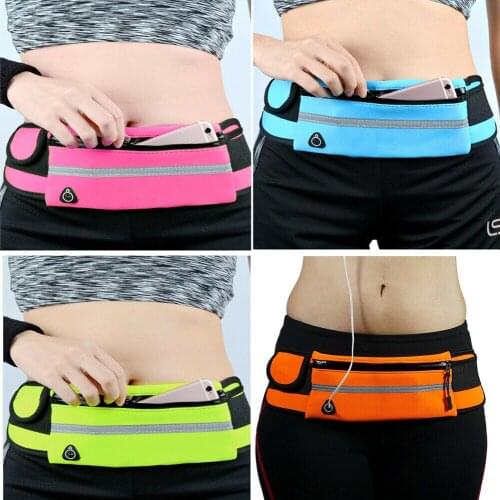 Unisex Outdoor Waterproof Waist Bag Sport Running Multi Pocket Bumbags with Headphone Plug Multi-purpose Fashion Fanny Pack