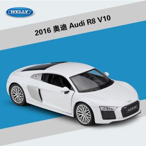 Welly 1:24 Scale Simulator Classic Metal Model Car Toys For Audi R8 Alloy Diecast Car For Children Gifts with Original Box