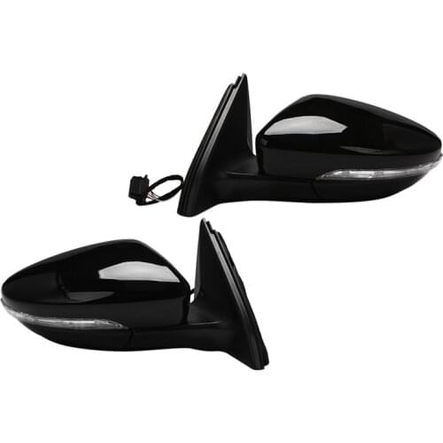 Rear View Mirror Assembly Power Glass Heated Turn Signal 6 Wires for JETTA 2011 - 2018 Black