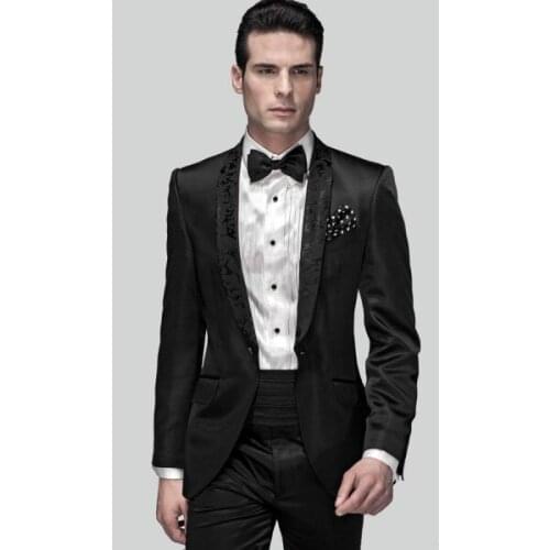 Handsome Mens Suits Groomsmen Shawl Lapel Groom Tuxedos One Button Strips Wedding Best Man Suit (Jacket+Pants+Tie+Girdle) A89