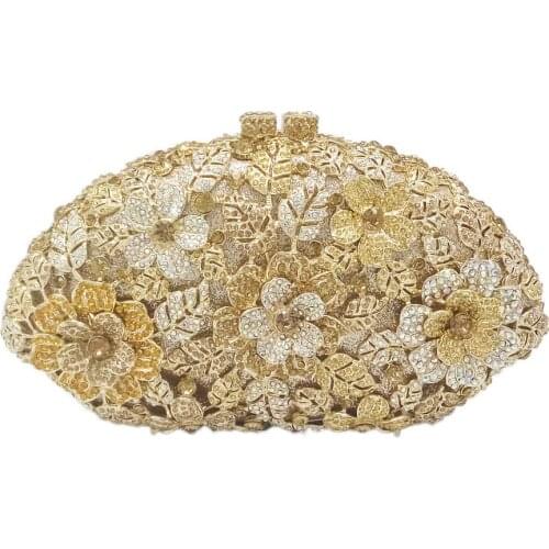 22x13CM Metal Diamonds Women Shell-shaped Floral GeLadytone Bag Dinner Bag Rhinestones Clutch Bag Chain Bag a6566