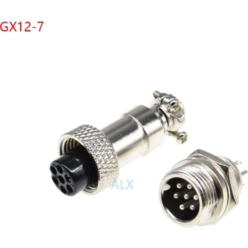 1SET GX12-7 aviation plug socket Circular connector 12mm Diameter GX12 7PIN Male Female Wire Panel Connector Circular Screw Type