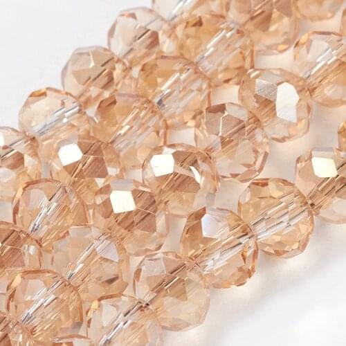 10 Strands 6x4mm Electroplate Glass Beads Strands Faceted Rondelle for Jewelry Making DIY Bracelet Necklace Hole: 1mm
