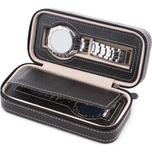 2/4/8 Grids Watch Display Storage Box Case Tray Zippered Travel Watch Collector Case Faux Leather