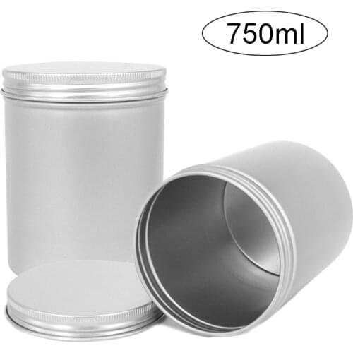 3/6/9pcs 750ml Silver Metal Gift Box Aluminum Tin Box Candle Jars Lip Balm Cosmetic Container Empty Refillable Bottle Cream Jar