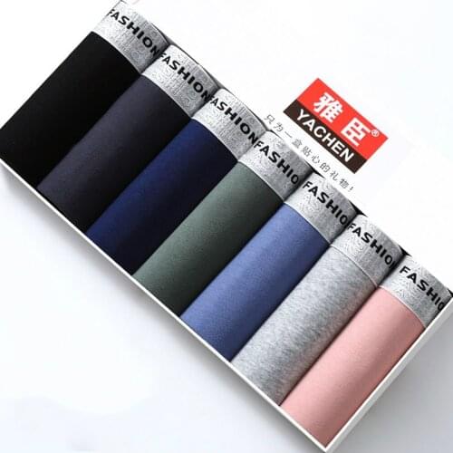 4/7pcs New Mens Underwear Boxer Sexy Middle Waist Band Breathable Fashion Print Boxer Solid Color Tide Boxer Hombre Shorts