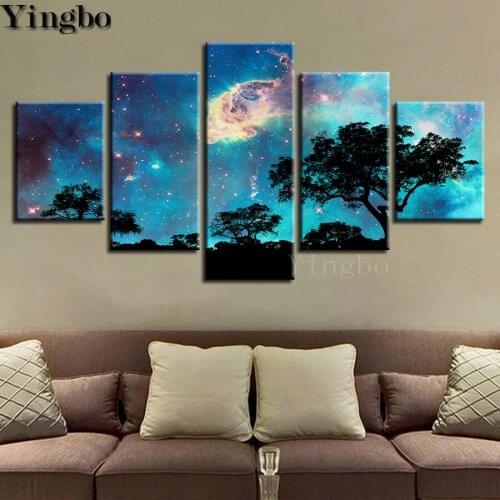 5 Pieces Galaxy Starry Night Landscape DIY Diamond Painting Full Square Diamond Embroidery Cross Stitch Rhinestones Mosaic Decor