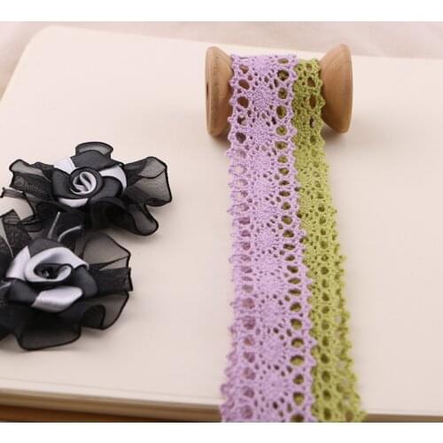 5YARD 2CM DIY garment lace accessories purple army green cotton thread lace