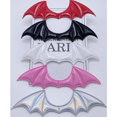 10Pcs 14.5*4CM Pu Devil Dragon Wings Padded Applique For DIY Halloween Costume Vampire Hairpin Decoration Material