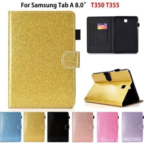 SM-T355 Glitter Case For Samsung Galaxy Tab A 8.0" T350 T355 P350 P355 SM-T350 Cover Smart Cases Funda Tablet Stand Coque Shell