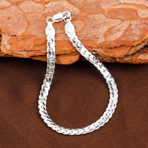 Classic Men Chain Flat Snake Pattern Bracelet Luxury Link Charm Bracelets Fashion Jewelry for Women Female Friend Best Gift D013