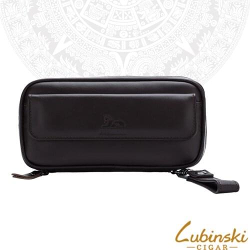 LUBINSKI Genuine Leather Tobacco Storage Box Cigar Cigarette Case Bag Pipe Pocket Pipe Holder Tool For 2 Pipes Case For Cohiba