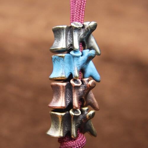 Colorful Spine Bone Knife Beads Lanyard Pendants Punk Retro Brass Key Chains Hangings Umbrella Rope EDC DIY Paracord Accessories