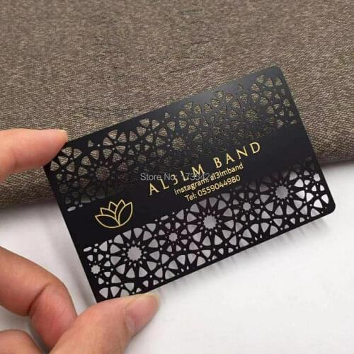 Cheap custom stainless steel card cutting out black metal business card