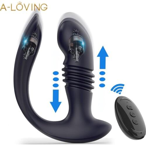 Thrusting Dildo Vibrator Big Butt Plug Anal Vibrator Wireless Remote Control Male Prostate Massager Anus Toys Vibrators for Men