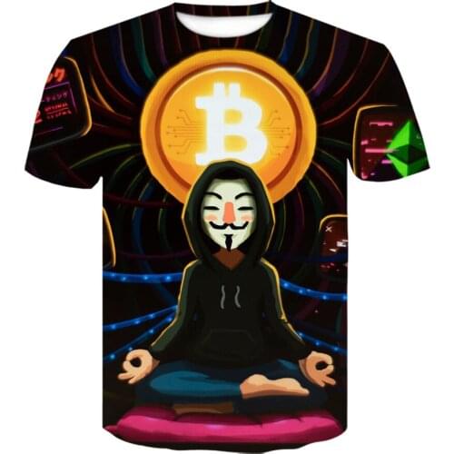 Colorful Bitcoin mans T-shirt Cool Fashion Colors 3D Print t shirt Casual O-neck short-sleeved Casual loose t-shirts black tops