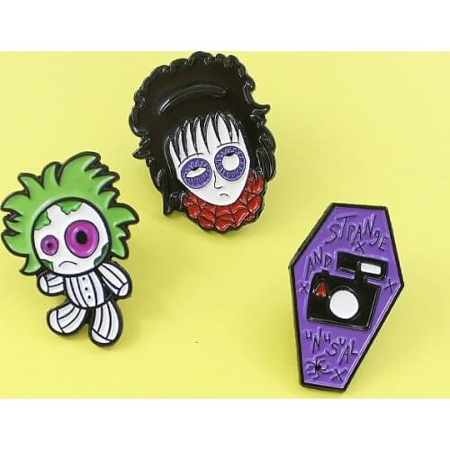 Gothic Vampire Terror Horror Doll Purple Coffin Brooch Pins Halloween Enamel pin For Kids Denim Button Pin Badge Fashion Jewelry