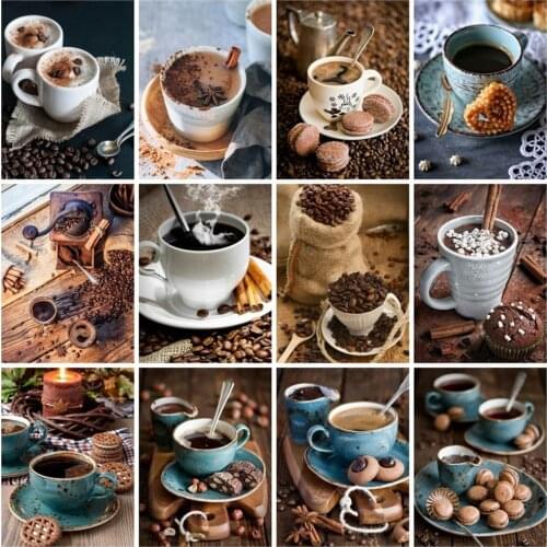 HUACAN DIY Full Square Diamond Painting Scenery Coffee Diamond Embroidery Sale Rhinestone Picture 5D Diamond Mosaic DropShip