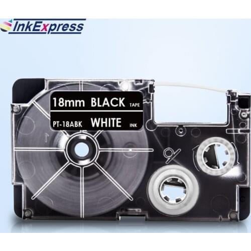 InkExpress 18mm XR-18ABK Tape For CASIO XR-18ABK Label Tape White on Black Printer Ribbon For CASIO Label Maker KL-120 KL-130