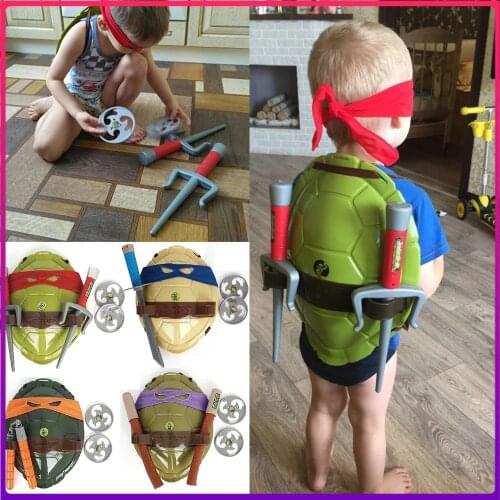 Tortoise Dress Up Weapon Set Turtle Shell Eye Mask Wearable Anime Movie Mask Children Birthday Party Cosplay Toy Kids Gifts