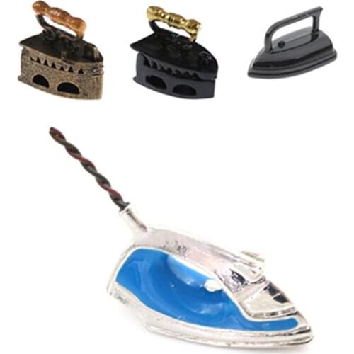 Mini Dollhouse Miniature 1:12 Toy Vintage Iron Clothes Tool Urniture Toys Accessories