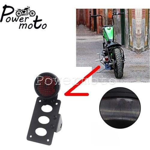 Motorcycle Brake Tail Light Vintage Universal Side Mount License Plate Bracket Tail Lamp for Harley Bobber Chopper Cafe Racers