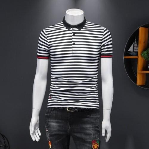Striped Mens Polo Great New Summer High Quality Cotton Polos Brand Designer Short Sleeve Shirt Plus Size 4xl 5XL E177