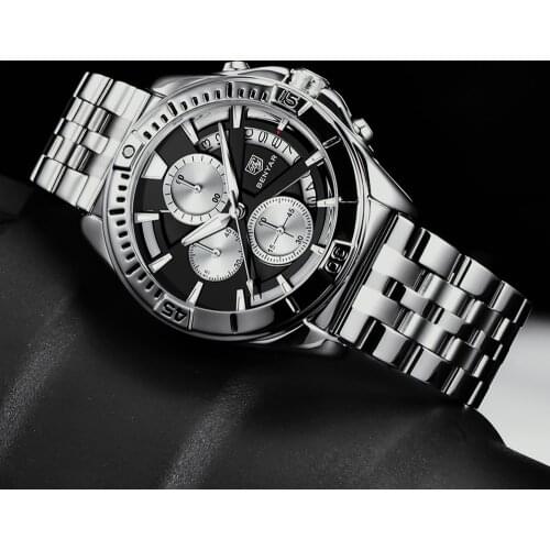 2021 BENYAR New Men Watch Luxury Stainless Steel 50M Waterproof Watch for Men Top Brand Casual Fashion Chronograph reloj hombre