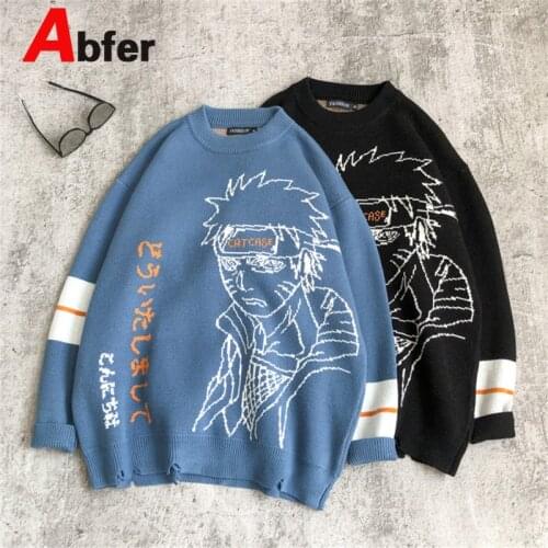 Abfer Japanese knitted Sweaters Anime Crewneck Jumpers Women Men Cartoon Costume Pullover Harajuku Tops Korean Clothes