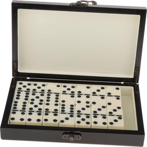 Vintage Domino Tiles Set 28pcs Classic Travel Funny Board Games w/ Wood Case for Kids Adults 2-4 Players