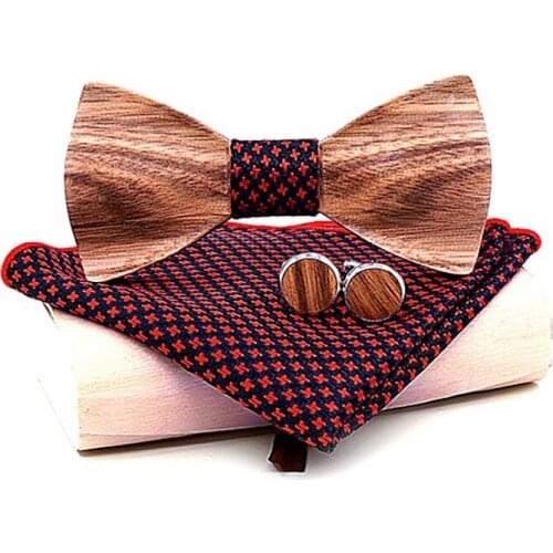 Wooden Bow Tie Set and Handkerchief Necktie Cravate Homme Noeud Papillon Corbatas Hombre Pajarita Gift for Men