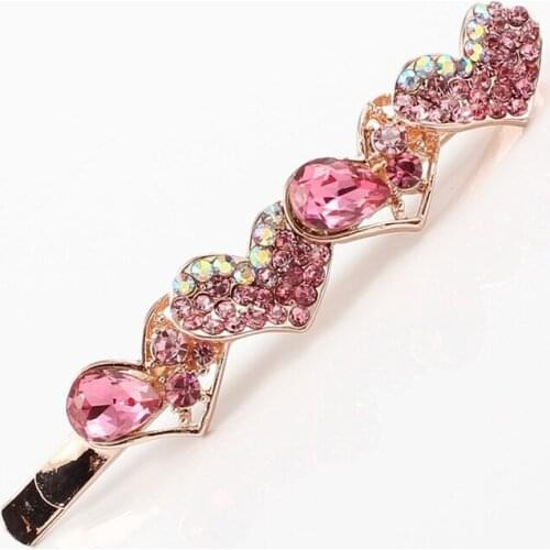 New Fashion Cute Rhinestone Heart Hair Clips for Women