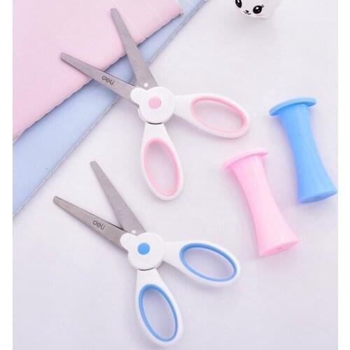 Cutting Scissors Kids School Scissors Safety With Protective Cover Cartoon Rabbit Scissors Paper Scrapbook Handmade DIY Craft