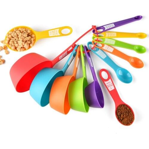 Plastic Measuring Cups Spoon 12pc/set with Scale Color Kitchen Baking Tools Milk Powder Coffee Spoon Baking Cooking Accessories