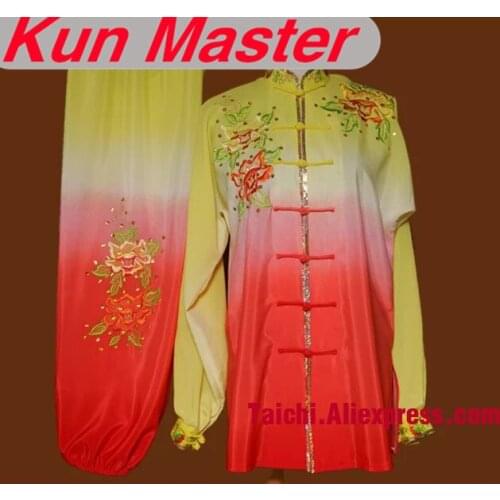 Gradual Change Colors Custom Tai Chi Performance Uniform Embroidery Martial Art Clothing For Kung Fu Four Colors