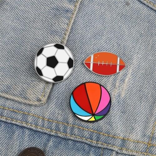 Cartoon Sports Series Brooch Football Rugby Enamel Pins Creative Cute Badge Metal Button Icon Jewelry Accessories Gift Wholesale