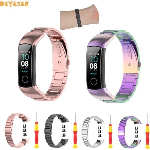 Stainless Steel Strap For Huawei Honor Band 4/5 Smart Watch Band Replacement Wristband Metal Watchband Belt Bracelet With Tool