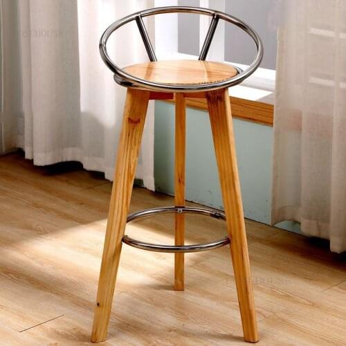 Nordic Solid Wood Bar Stool Minimalist Modern Backed Home Bar Stools Bar Furniture Light Luxury Creative Fashion Bar Stools