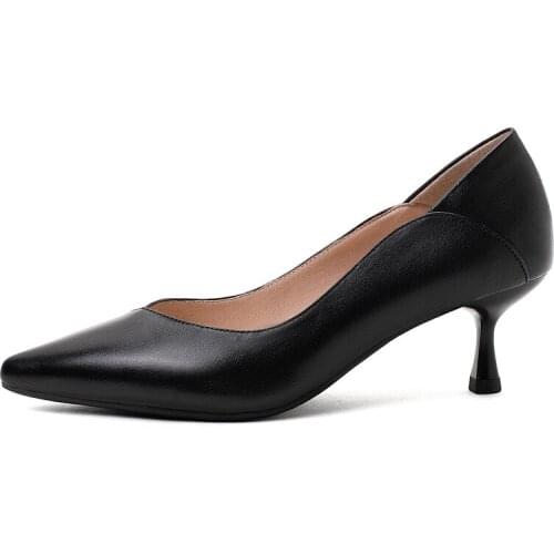 Women Shoes Elegant Heeled Women Stiletto Party Pointed Toe Genuine Leather Thin Heels Shoes Fashion Office Work Pumps