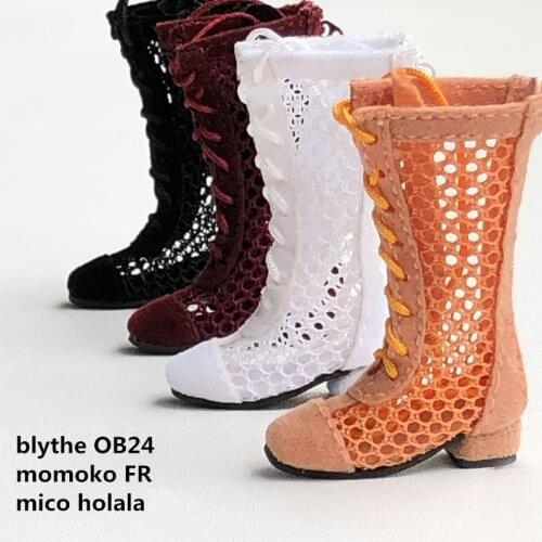 1 Pair Fashion Hollowed-Out Doll Ankle Boots for Blyth, Azone, Momoko, FR, Holala Doll Shoes Accessories
