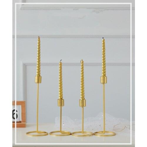1PC Simple Modern Style Gold Metal Candle Holders Wedding Party Decoration Home Bar Dating Decor Candlestick JL 212