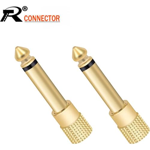 100pcs/pcs 2 Poles 6.35mm Mono Male Plug to 3.5mm Female Jack Adapter Gold Plated Jack 3.5mm to 6.35mm Plug Adapter Connector