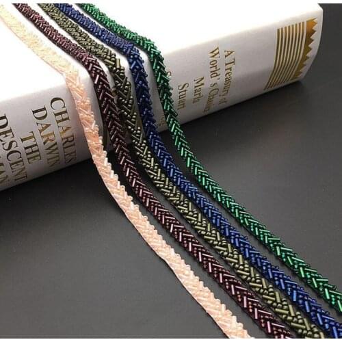 2Yard Tube Beaded Lace Trim Ribbon For Sewing Apparel Sewing DIY Bridal wedding Dress Doll Cap Hair clip